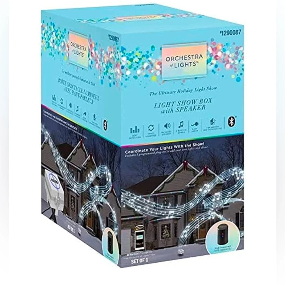 Orchestral of lights, Light show Box with Speaker, Connect you Xmas lights into